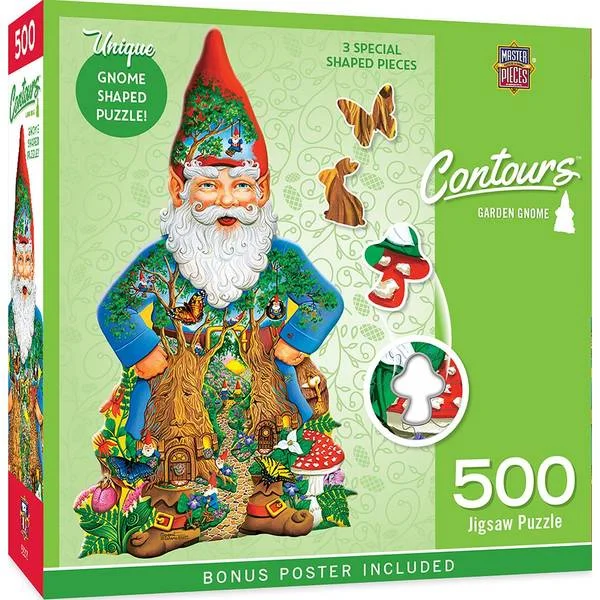 Contours - Garden Gnome - 500 Piece Shaped Puzzle