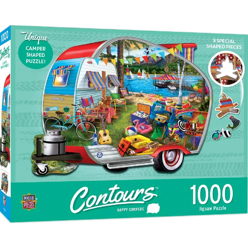 Contours - Happy Campers - 1000 Piece Shaped Puzzle