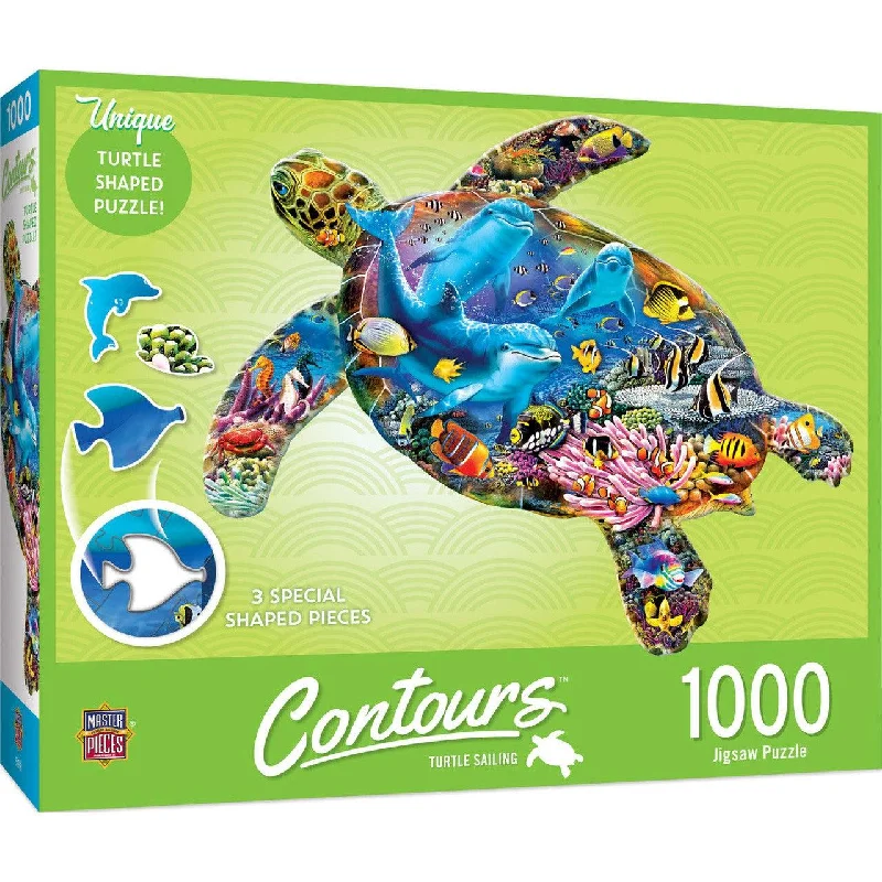 Contours - Turtle Sailing - 1000 Piece Shaped Puzzle