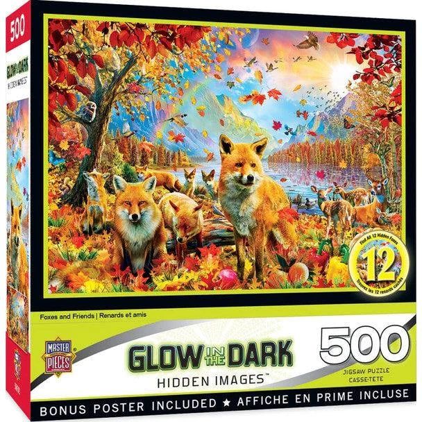 Hidden Images Glow In The Dark - Foxes and Friends - 500 Piece Puzzle