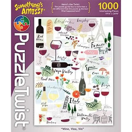 Puzzle Twist - Wine, Vino, Vin- 1,000 Piece Puzzle