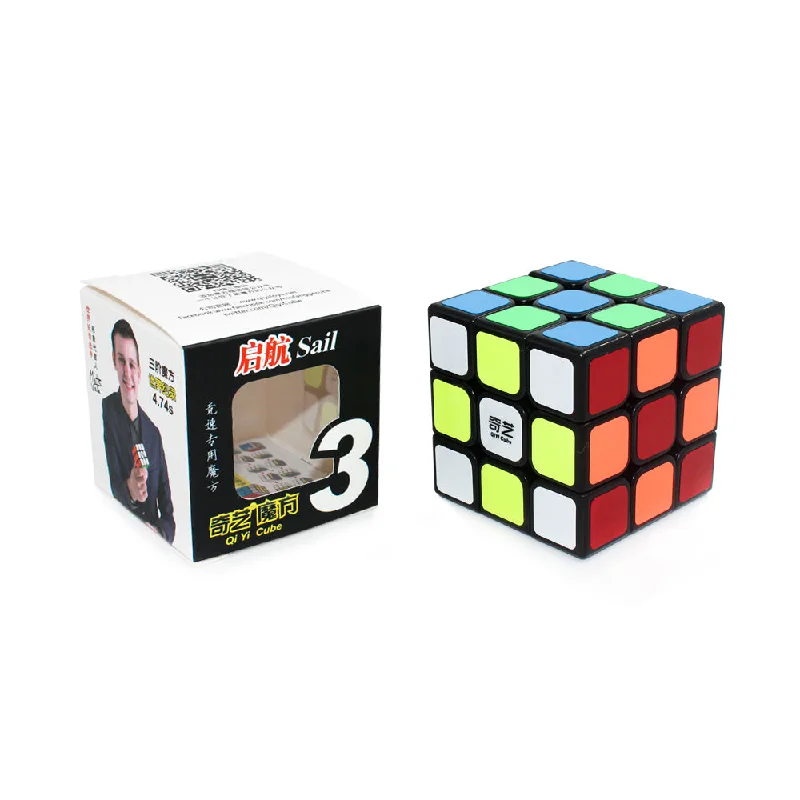 High Stability QiYi Sail 3x3 Black Magic Speed Cube Toy for Kids & Adults Magic Speedy Brainstorming Puzzles Cube (Multicolor)