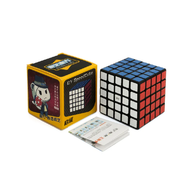 QiYi QiZheng 5x5 Black High Speed Cube Puzzle for Kids & Adults High Stability Magic Speedy Brainstorming Puzzle Cube (Multicolor)