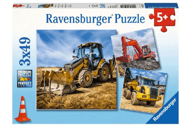 Diggers at Work - 3 x 49pc Puzzles