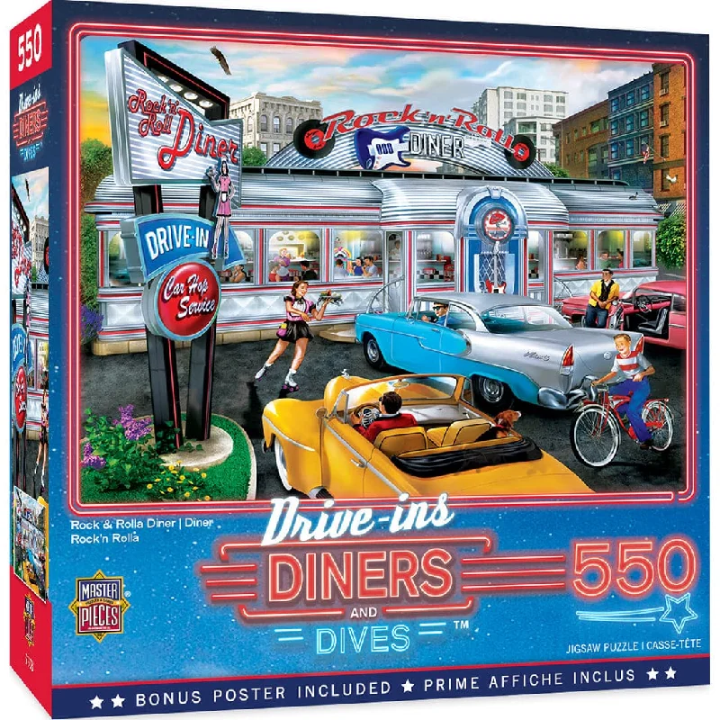 Drive-Ins, Diners, and Dives - Rock and Rolla Diner - 550 Piece Puzzle