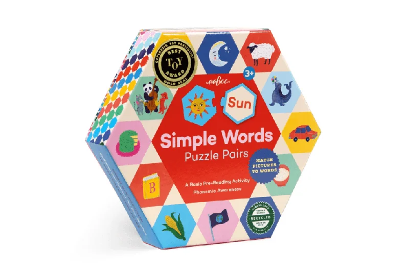 eeBoo Simple Words Hexagon Puzzle Pairs