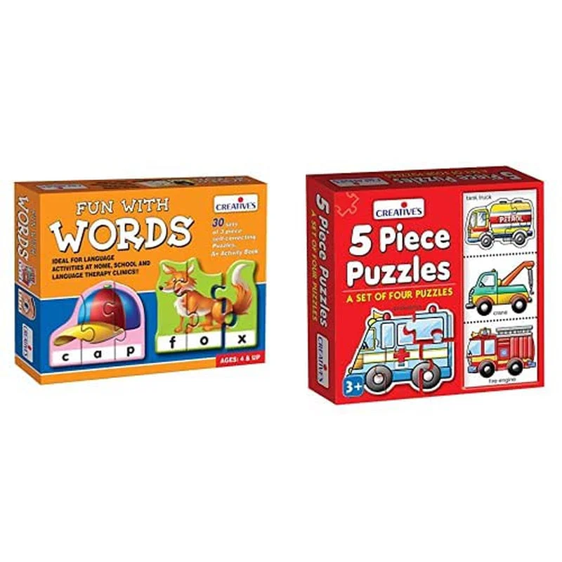 Fun with Words and 5 Piece Puzzles (Set of 2)