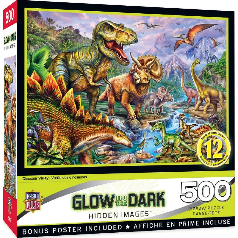 Hidden Images Glow In The Dark - Dinosaur Valley - 500 Piece Puzzle