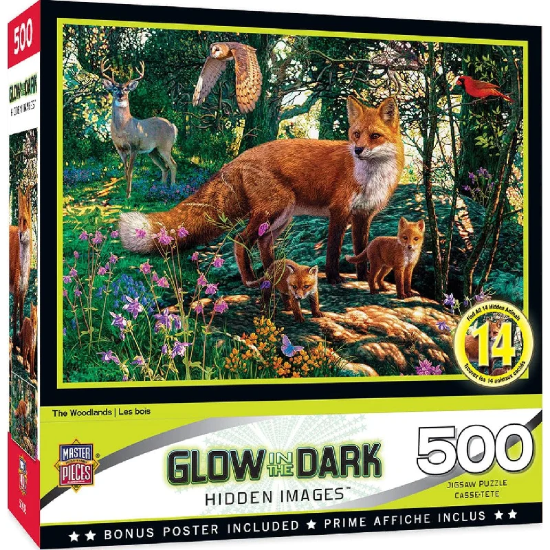 Hidden Images Glow In The Dark - The Woodlands - 500 Piece Puzzle