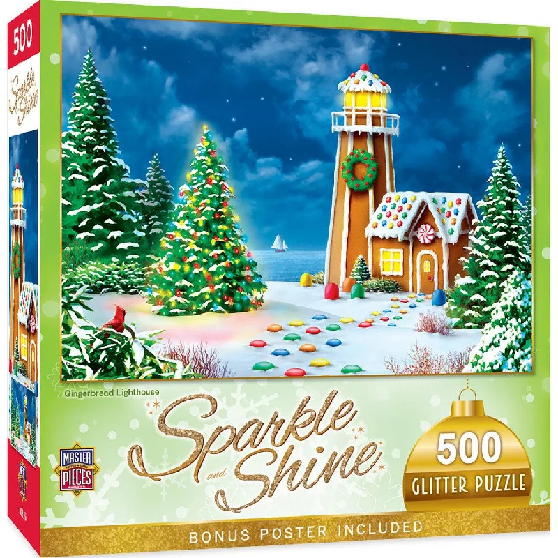 Holiday - Gingerbread Light House - 500 Piece Glitter Puzzle