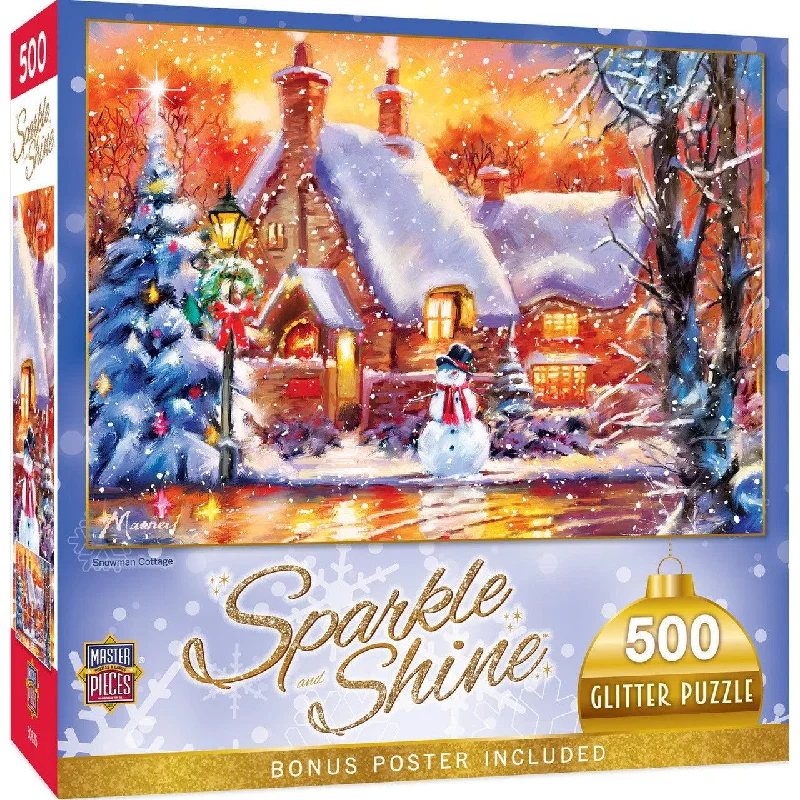 Holiday - Snowman Cottage - 500 Piece Glitter Puzzle