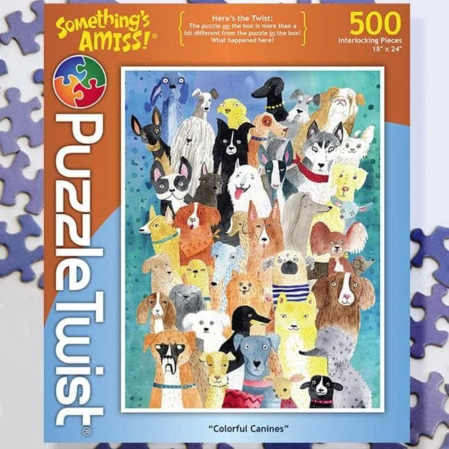 Puzzle Twist - Colorful Canines - 500 Piece Puzzle